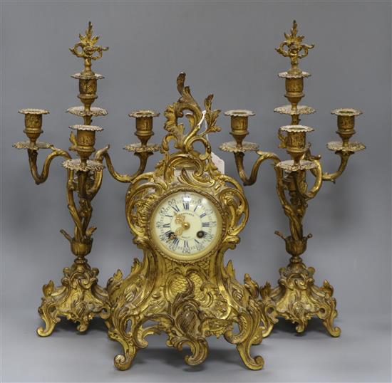 An ormolu clock set garniture height 46cm